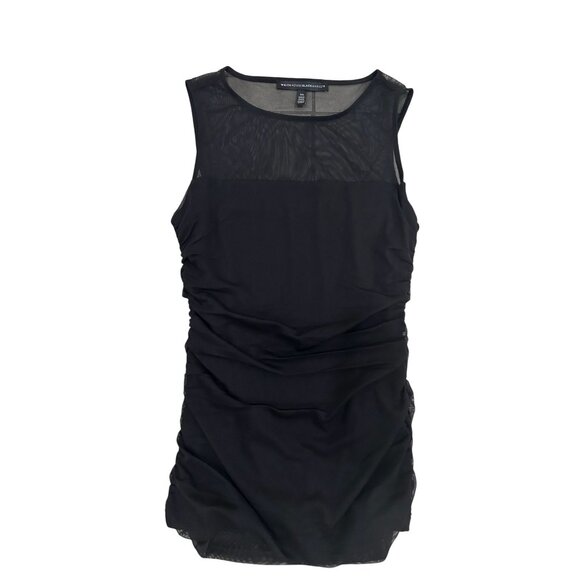 WHITE HOUSE BLACK MARKET WHBM Black Sheer Ruched Tank Top Size XS - Picture 1 of 5